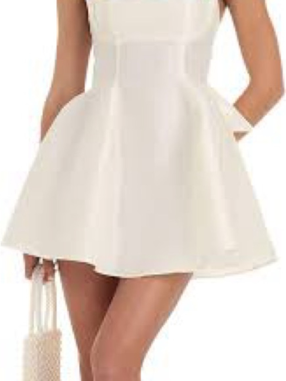 Lena Cream Sleeveless Flared Mini‎ Dress